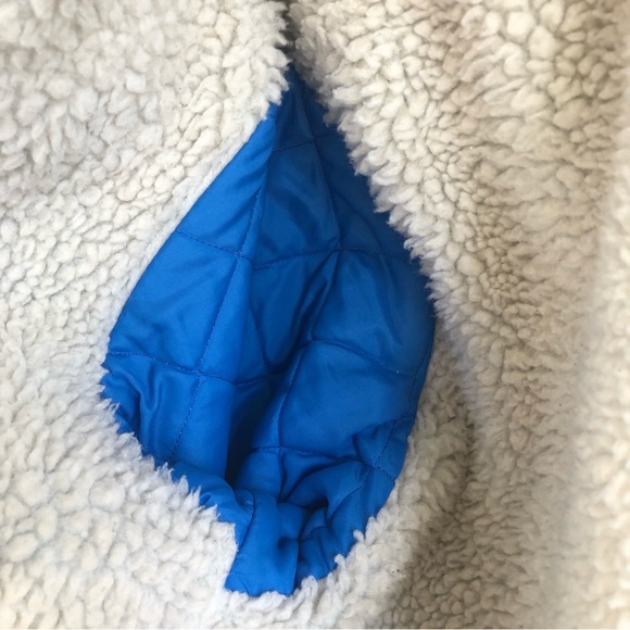 Vintage Denim White Sherpa Lined Shacket Button Up Jacket Dark Wash Work Coat - Picture 5 of 16